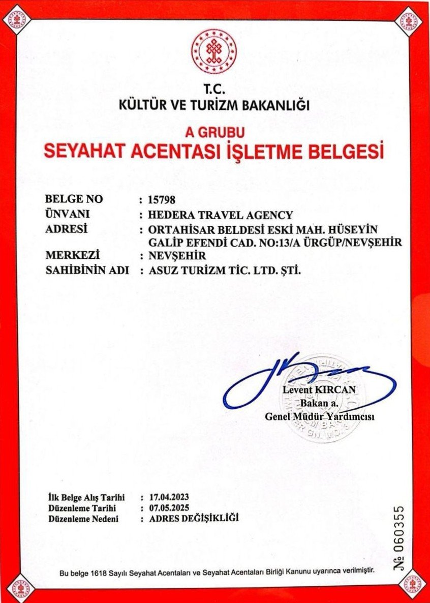 TÜRSAB Belgesi - Hedera Travel